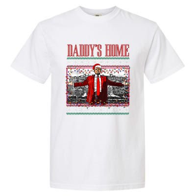 Funny DaddyS Home Trump Ugly Christmas Sweater Xmas Pajamas Garment-Dyed Heavyweight T-Shirt