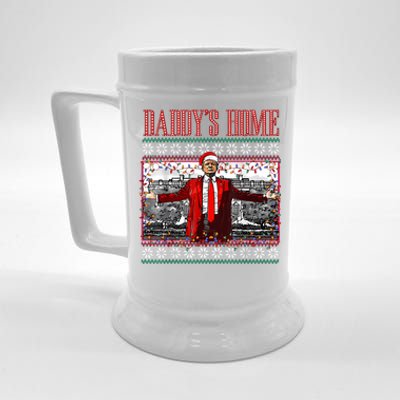 Funny DaddyS Home Trump Ugly Christmas Sweater Xmas Pajamas Beer Stein