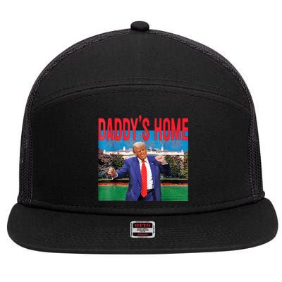 Funny Daddys Home Trump 2024 Take America Back 2024 7 Panel Mesh Trucker Snapback Hat