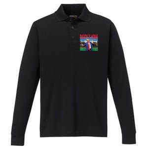 Funny Daddys Home Trump 2024 Take America Back 2024 Performance Long Sleeve Polo