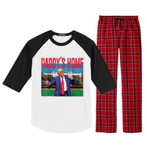 Funny Daddys Home Trump 2024 Take America Back 2024 Raglan Sleeve Pajama Set