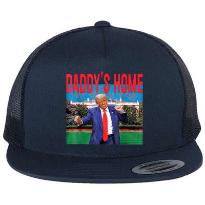 Funny Daddys Home Trump 2024 Take America Back 2024 Flat Bill Trucker Hat