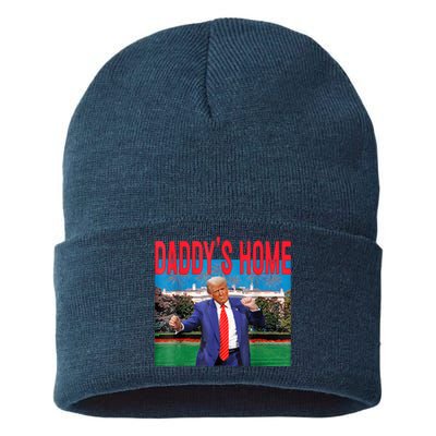 Funny Daddys Home Trump 2024 Take America Back 2024 Sustainable Knit Beanie