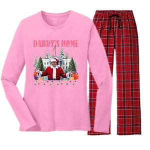 Funny Daddys Home Trump 2024 Take America Back 2024 Women's Long Sleeve Flannel Pajama Set 