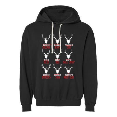 Funny Deer Hunting All of Santa's Reindeer Garment-Dyed Fleece Hoodie