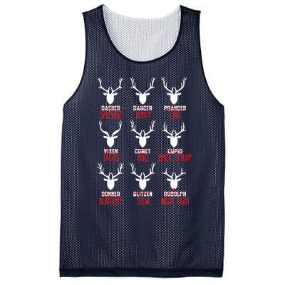 Funny Deer Hunting All of Santa's Reindeer Mesh Reversible Basketball Jersey Tank