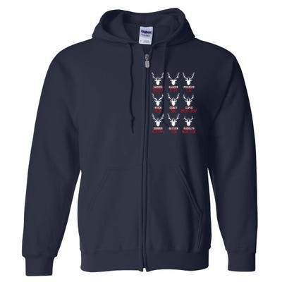 Funny Deer Hunting All of Santa's Reindeer Full Zip Hoodie