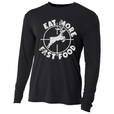 Funny Deer Hunting Season Eat More Fast Food Hunter Cooling Performance Long Sleeve Crew