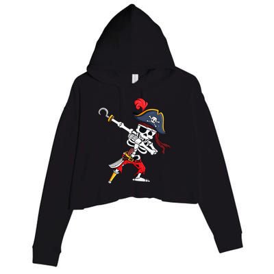 Funny Dab Halloween Dabbing Pirate Skeleton Gift Crop Fleece Hoodie