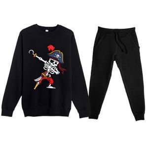 Funny Dab Halloween Dabbing Pirate Skeleton Gift Premium Crewneck Sweatsuit Set