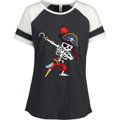 Funny Dab Halloween Dabbing Pirate Skeleton Gift Enza Ladies Jersey Colorblock Tee