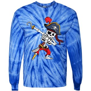 Funny Dab Halloween Dabbing Pirate Skeleton Gift Tie-Dye Long Sleeve Shirt