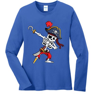 Funny Dab Halloween Dabbing Pirate Skeleton Gift Ladies Long Sleeve Shirt