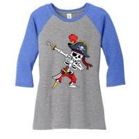 Funny Dab Halloween Dabbing Pirate Skeleton Gift Women's Tri-Blend 3/4-Sleeve Raglan Shirt