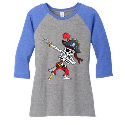 Funny Dab Halloween Dabbing Pirate Skeleton Gift Women's Tri-Blend 3/4-Sleeve Raglan Shirt