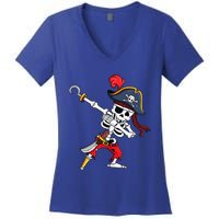 Funny Dab Halloween Dabbing Pirate Skeleton Gift Women's V-Neck T-Shirt