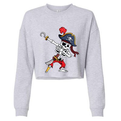 Funny Dab Halloween Dabbing Pirate Skeleton Gift Cropped Pullover Crew