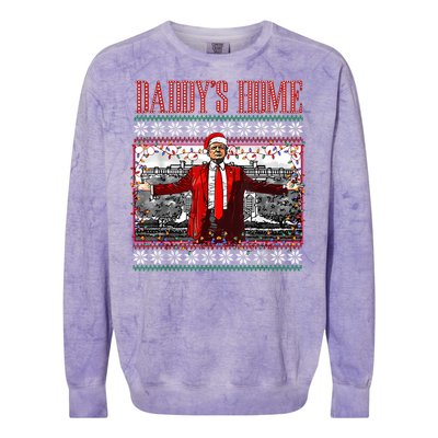 Funny DaddyS Home Trump Ugly Christmas Sweater Xmas Pajamas Colorblast Crewneck Sweatshirt