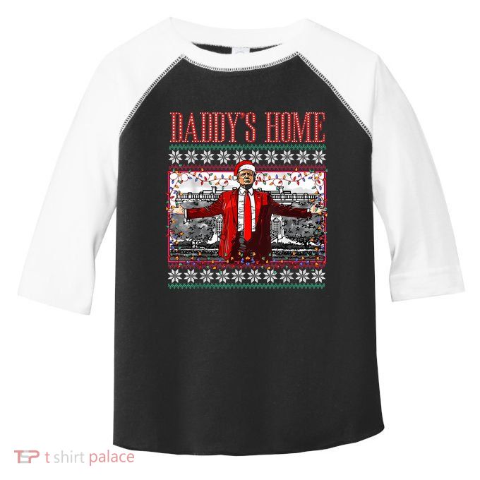 Funny DaddyS Home Trump Ugly Christmas Sweater Xmas Pajamas Toddler Fine Jersey T-Shirt