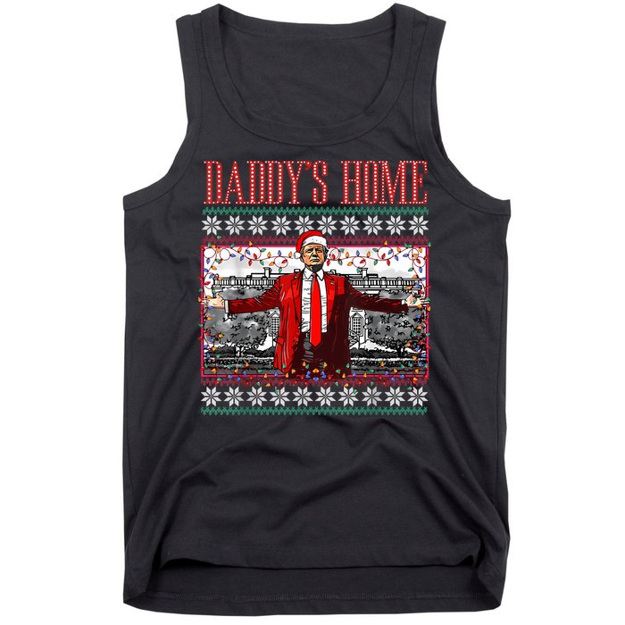 Funny DaddyS Home Trump Ugly Christmas Sweater Xmas Pajamas Tank Top