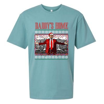 Funny DaddyS Home Trump Ugly Christmas Sweater Xmas Pajamas Sueded Cloud Jersey T-Shirt