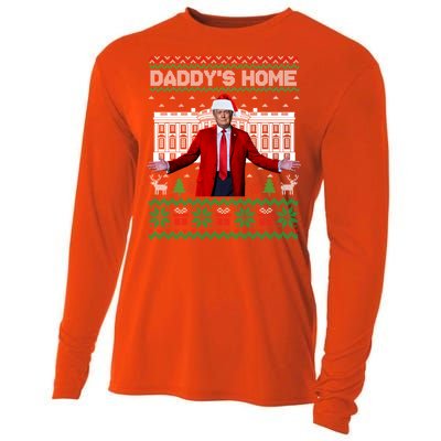 Funny DaddyS Home Trump Ugly Christmas Xmas Pajamas Cool Gift Cooling Performance Long Sleeve Crew