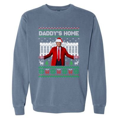 Funny DaddyS Home Trump Ugly Christmas Xmas Pajamas Cool Gift Garment-Dyed Sweatshirt