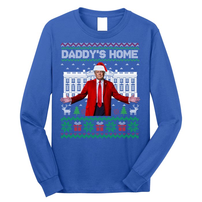 Funny DaddyS Home Trump Ugly Christmas Xmas Pajamas Cool Gift Long Sleeve Shirt