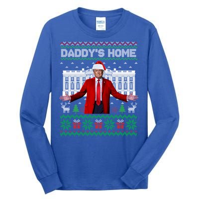 Funny DaddyS Home Trump Ugly Christmas Xmas Pajamas Cool Gift Tall Long Sleeve T-Shirt