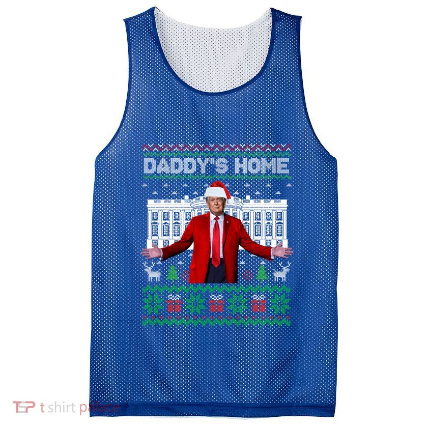 Funny DaddyS Home Trump Ugly Christmas Xmas Pajamas Cool Gift Mesh Reversible Basketball Jersey Tank