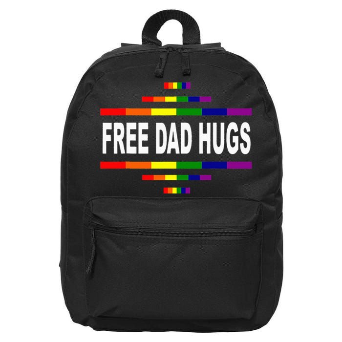 Free Dad Hugs LGBT Rainbow Pride Fathers Day Gift 16 in Basic Backpack