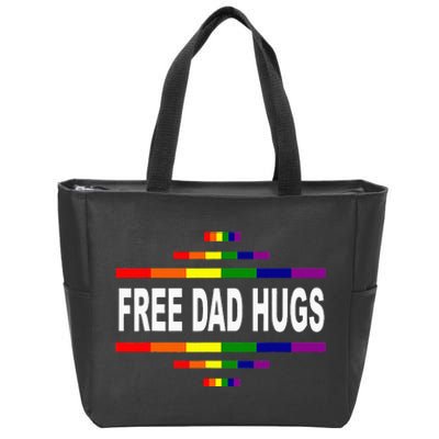 Free Dad Hugs LGBT Rainbow Pride Fathers Day Gift Zip Tote Bag