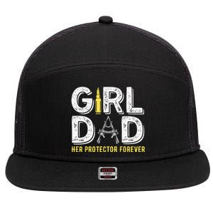 Father dad her protector forever funny Dad 7 Panel Mesh Trucker Snapback Hat