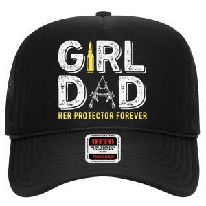 Father dad her protector forever funny Dad High Crown Mesh Back Trucker Hat