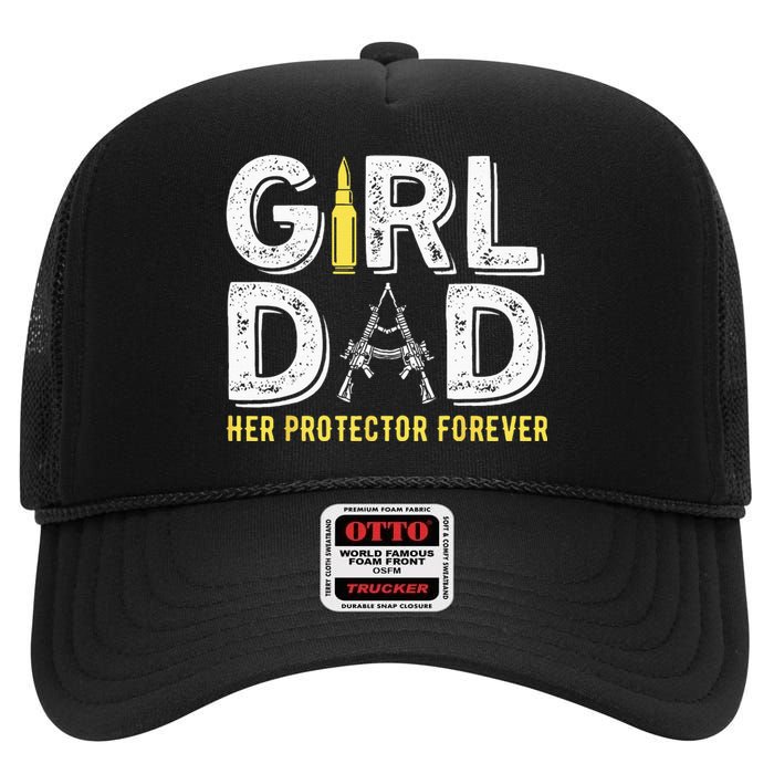 Father dad her protector forever funny Dad High Crown Mesh Back Trucker Hat