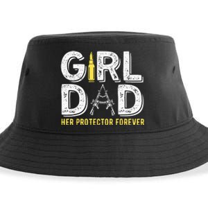 Father dad her protector forever funny Dad Sustainable Bucket Hat