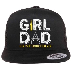 Father dad her protector forever funny Dad Flat Bill Trucker Hat