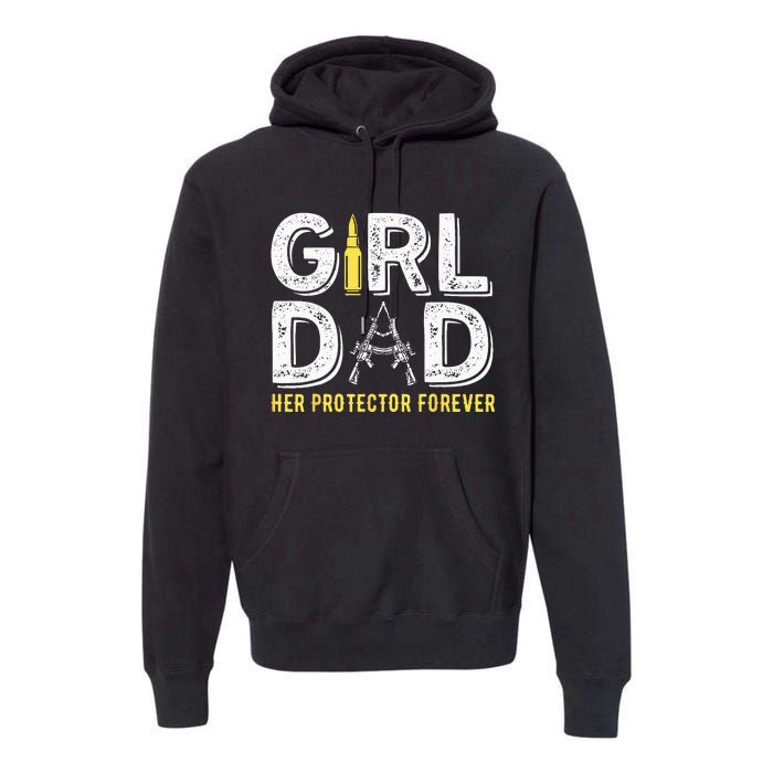 Father dad her protector forever funny Dad Premium Hoodie