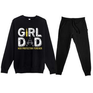 Father dad her protector forever funny Dad Premium Crewneck Sweatsuit Set