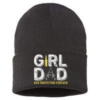 Father dad her protector forever funny Dad Sustainable Knit Beanie