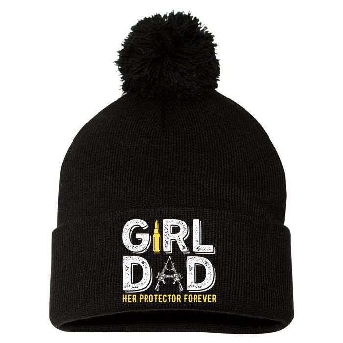 Father dad her protector forever funny Dad Pom Pom 12in Knit Beanie