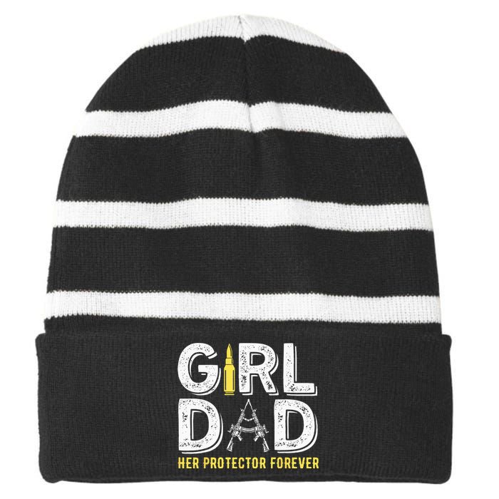 Father dad her protector forever funny Dad Striped Beanie with Solid Band