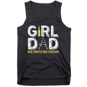 Father dad her protector forever funny Dad Tank Top