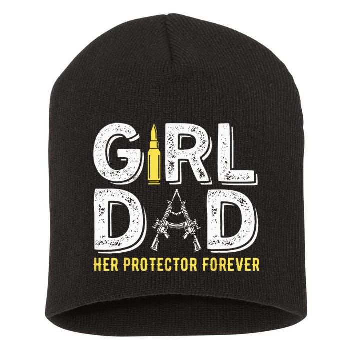 Father dad her protector forever funny Dad Short Acrylic Beanie