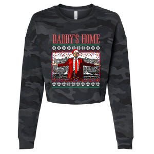 Funny DaddyS Home Trump Ugly Christmas Sweater Xmas Pajamas Sweatshirt Cropped Pullover Crew