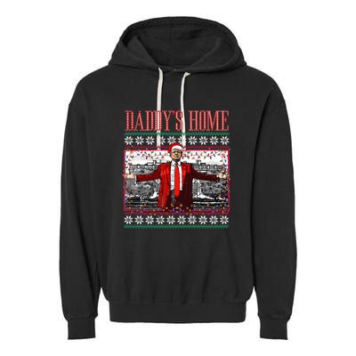 Funny DaddyS Home Trump Ugly Christmas Sweater Xmas Pajamas Sweatshirt Garment-Dyed Fleece Hoodie