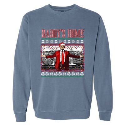 Funny DaddyS Home Trump Ugly Christmas Sweater Xmas Pajamas Sweatshirt Garment-Dyed Sweatshirt