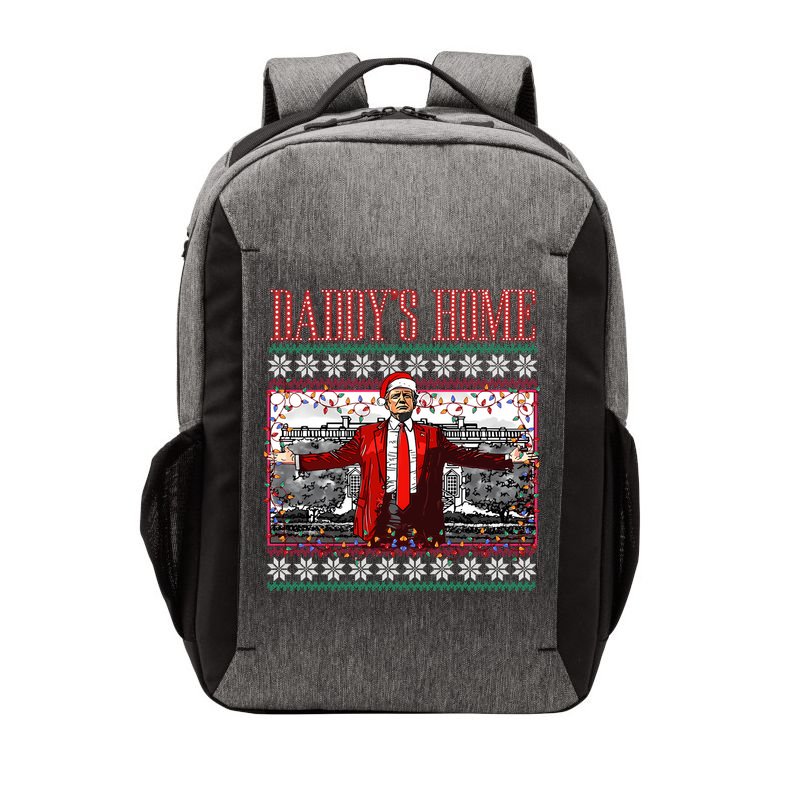 Funny DaddyS Home Trump Ugly Christmas Sweater Xmas Pajamas Sweatshirt Vector Backpack