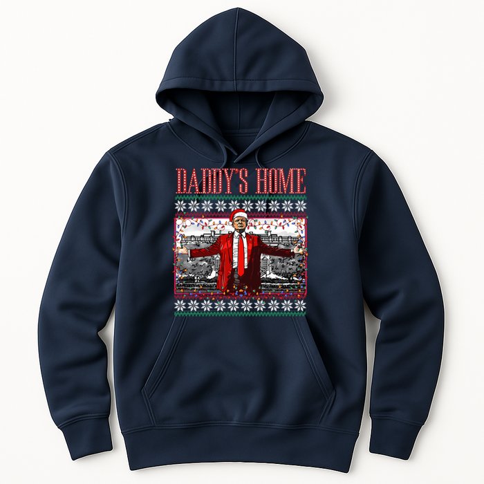 Funny DaddyS Home Trump Ugly Christmas Sweater Xmas Pajamas Sweatshirt Hoodie