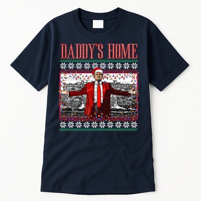 Funny DaddyS Home Trump Ugly Christmas Sweater Xmas Pajamas Sweatshirt Tall T-Shirt
